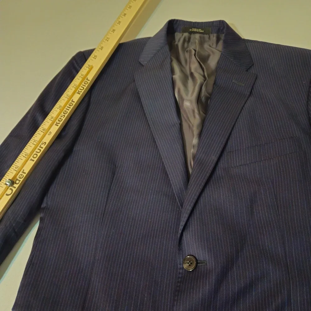 Saks Fifth Avenue Ermenegildo Zegna Blazer Mens Blue Pinstripe‎ Silk Wool Jacket
